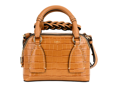 Daria Croc Effect, £450, Handbags, Tan, Leather, Front view